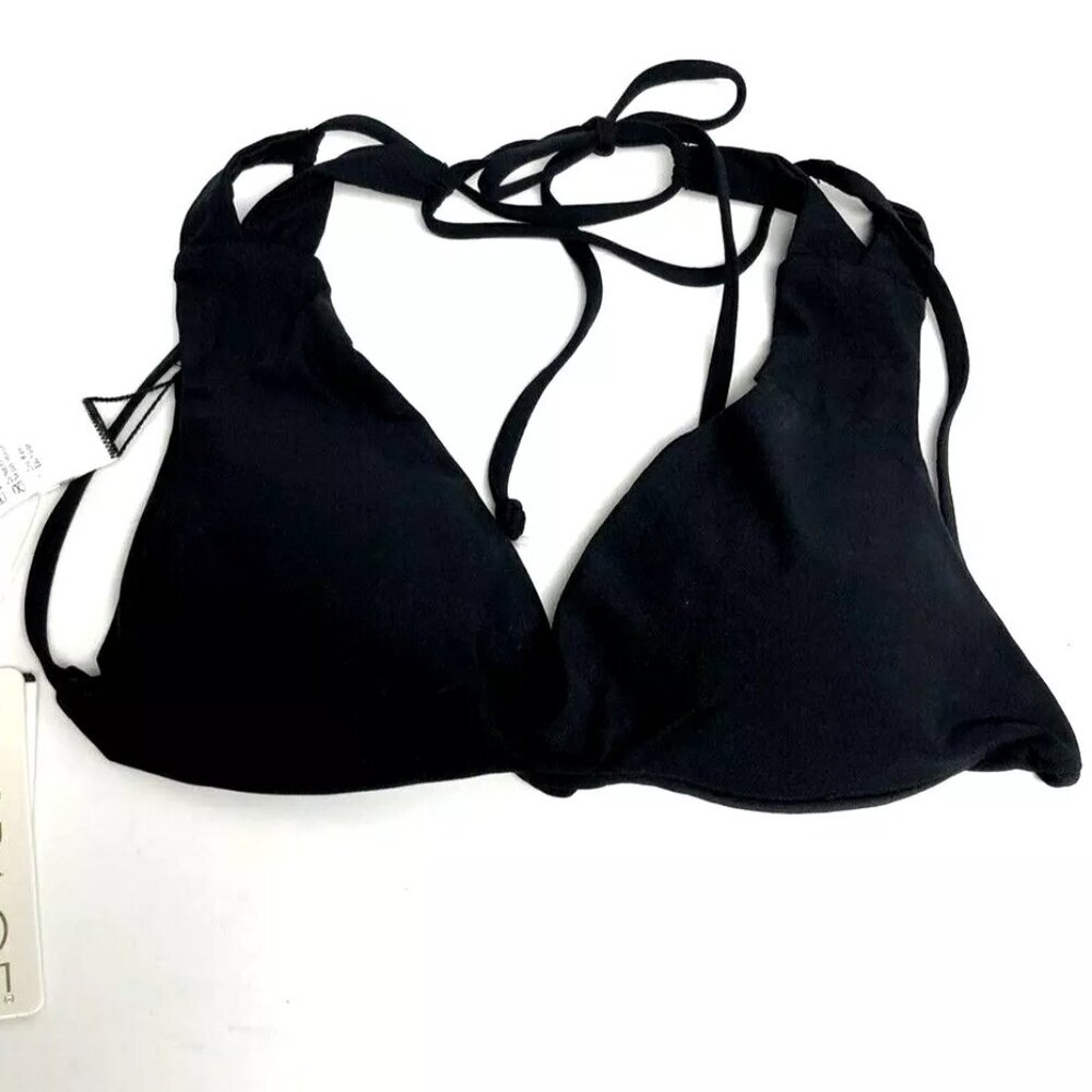 Lspace Cody Womens Halter String Bikini Top Black Size Small